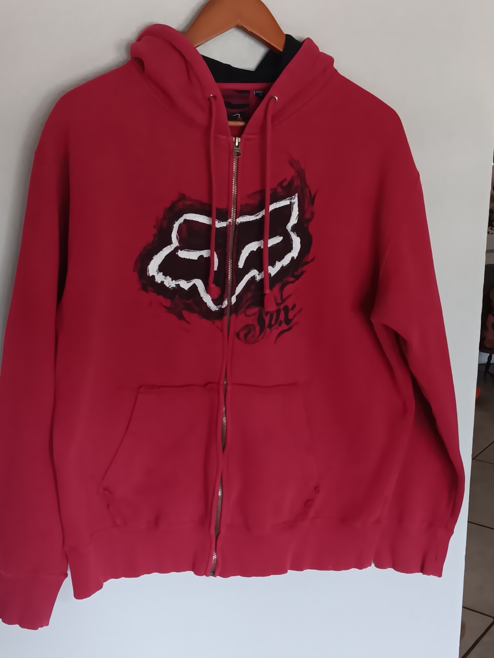 Fox Red Full-Zip Hoodie with White Logo